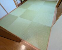 縁付き畳からへりなし畳(穂波01番)への新調を行わせていただきました。